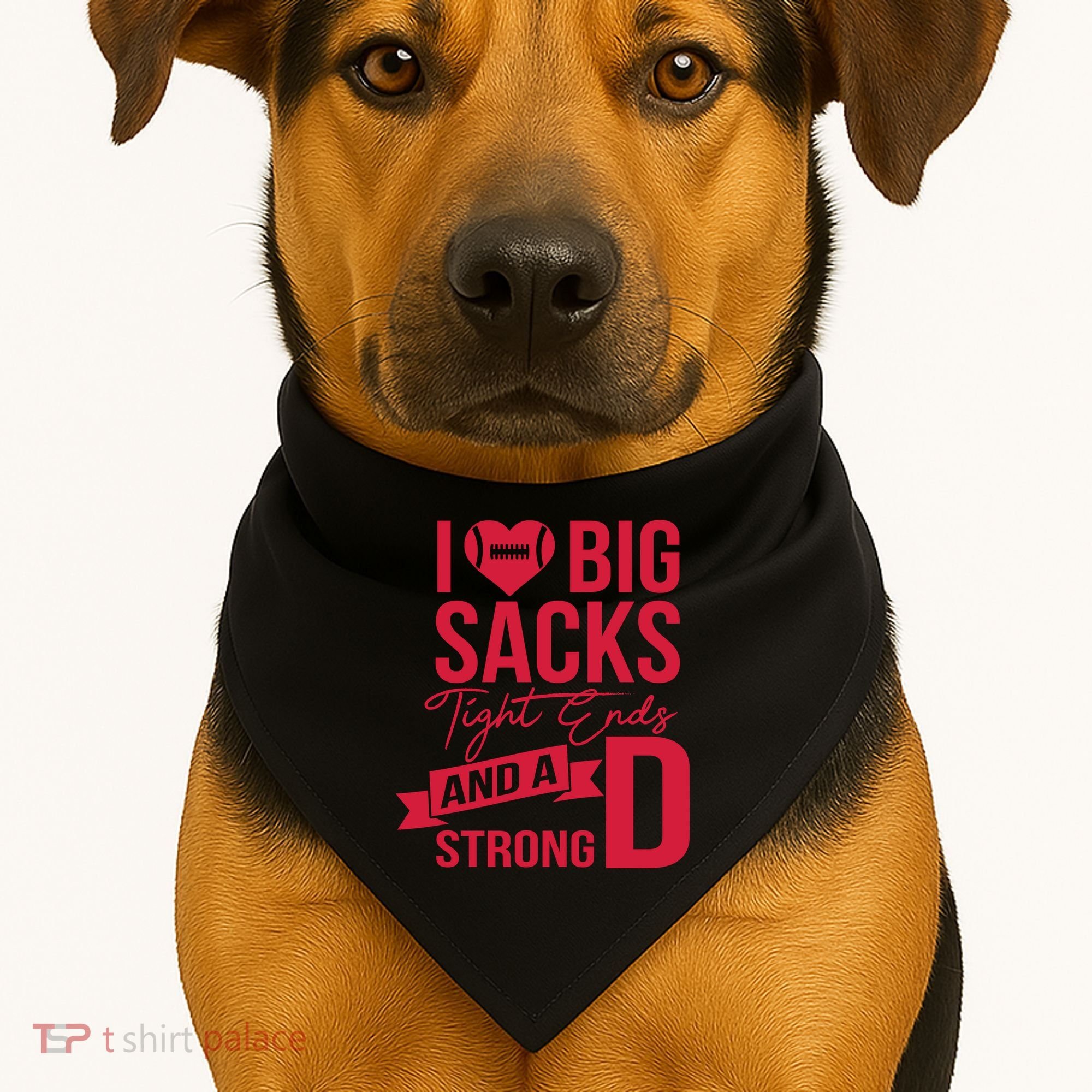 I Love Big Sacks Tight Ends And A Strong D USA-Made Doggie Bandana