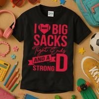 I Love Big Sacks Tight Ends And A Strong D Kids T-Shirt thumb 3