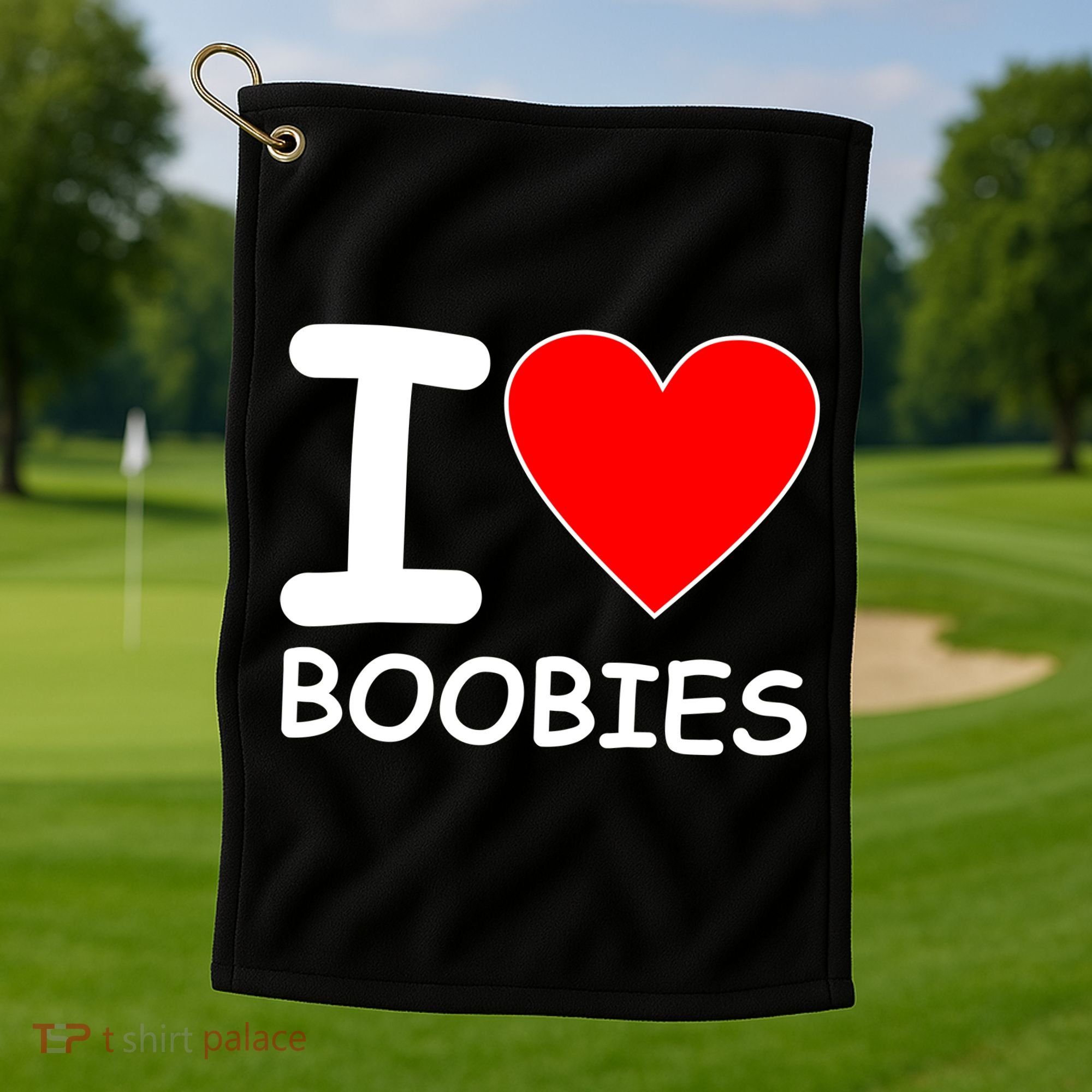I Love Boobies Golf Towel