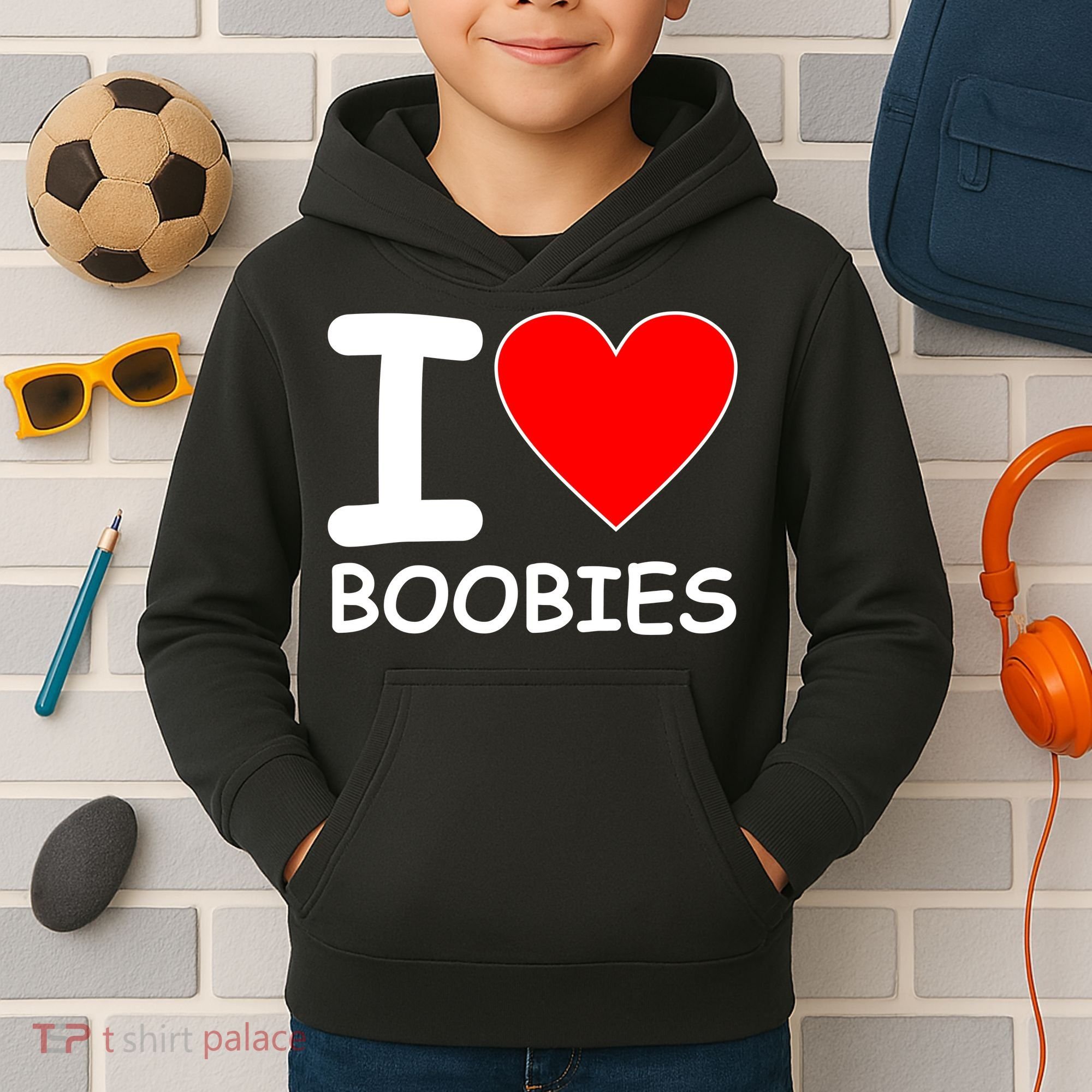 I Love Boobies Kids Hoodie