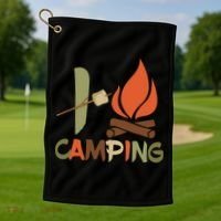 I Love Camping Campfire And S'more Golf Towel thumb 1