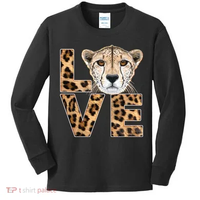 I Love Cheetahs Kids Long Sleeve Shirt