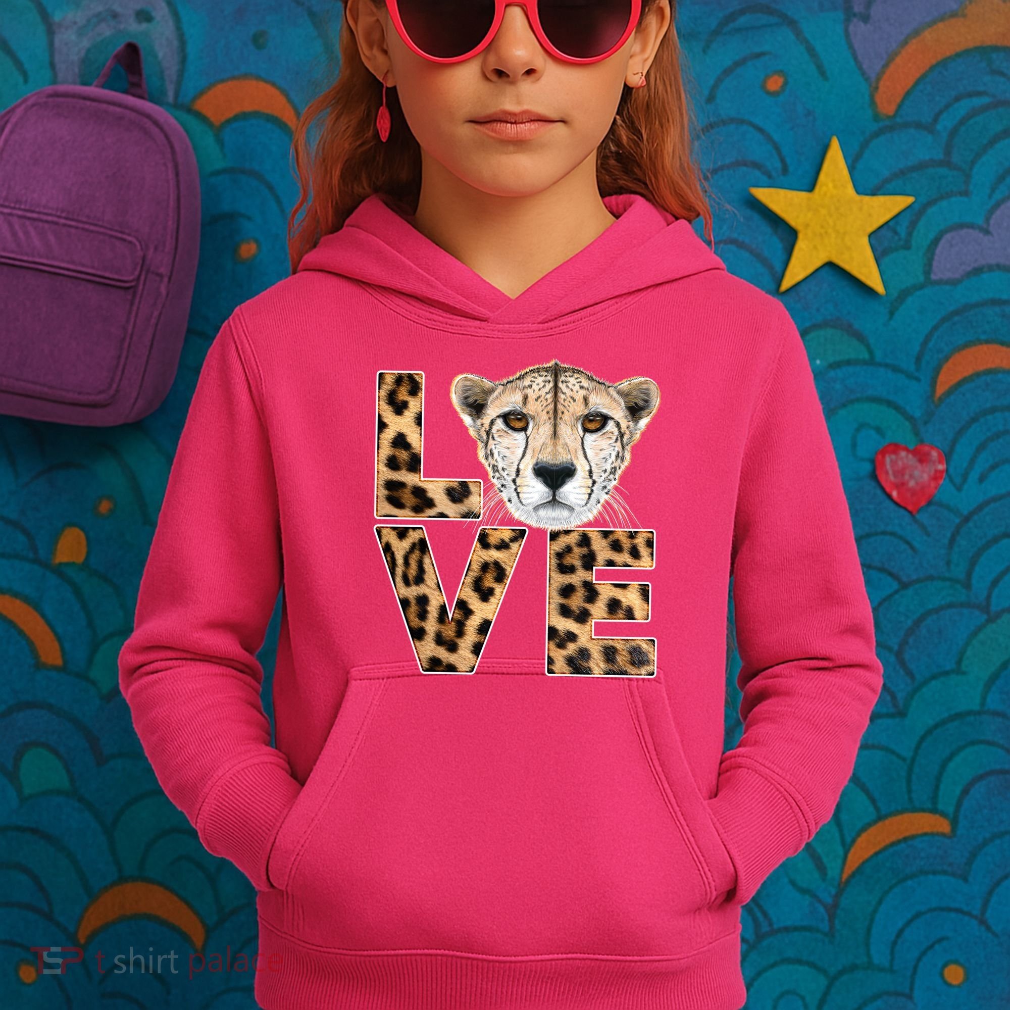 I Love Cheetahs Kids Hoodie