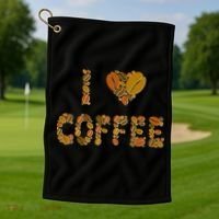 I Love Coffee Golf Towel thumb 1