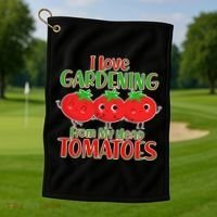 I Love Gardening From My Head Tomatoes Golf Towel thumb 1