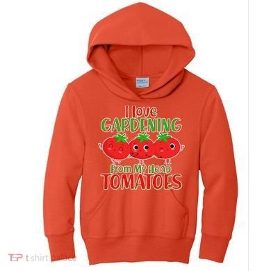I Love Gardening From My Head Tomatoes Kids Hoodie