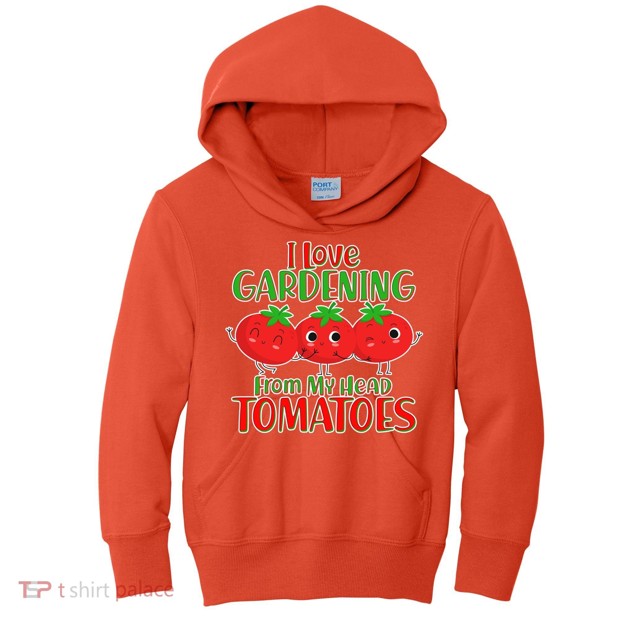 I Love Gardening From My Head Tomatoes Kids Hoodie
