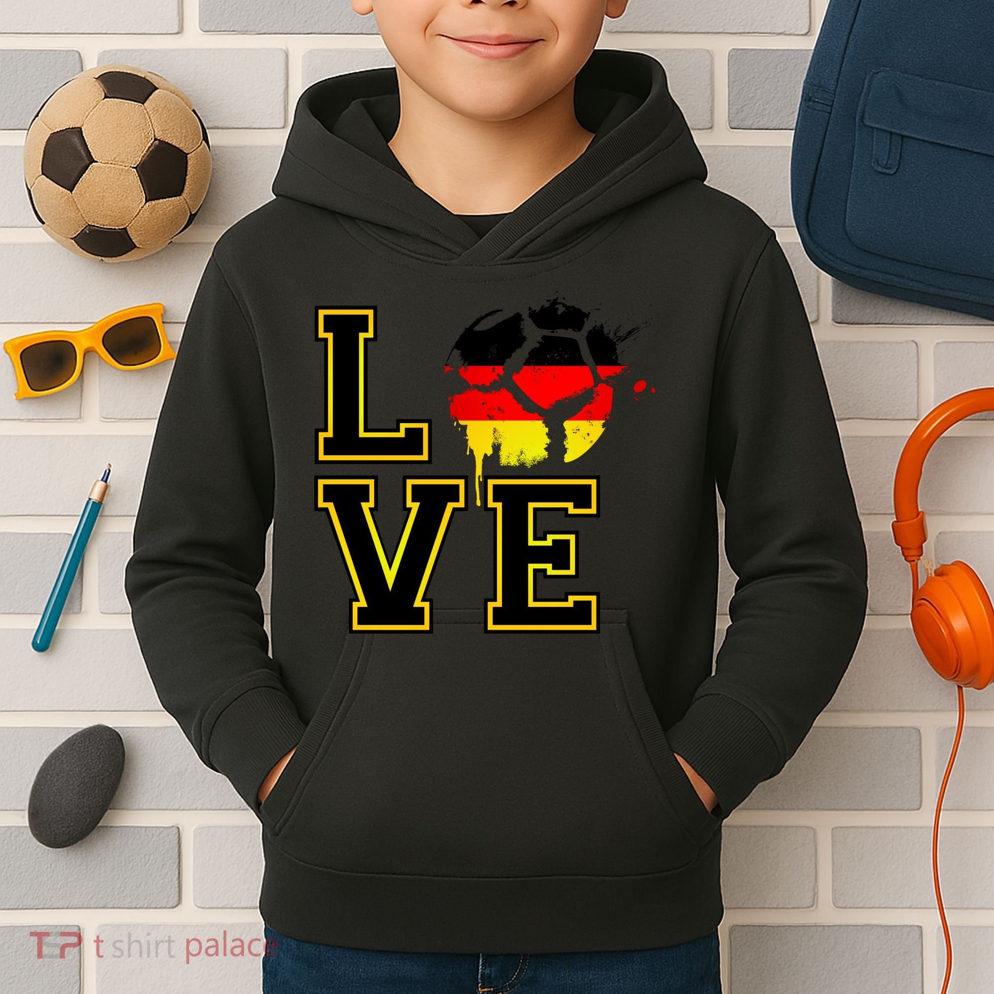 I Love Germany Futbol Soccer Kids Hoodie