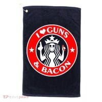 I Love Guns And Bacon Golf Towel thumb 0
