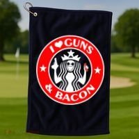 I Love Guns And Bacon Golf Towel thumb 1