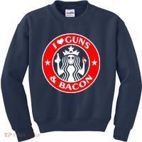 I Love Guns And Bacon Kids Sweatshirt thumb 0