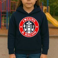 I Love Guns And Bacon Kids Hoodie thumb 3