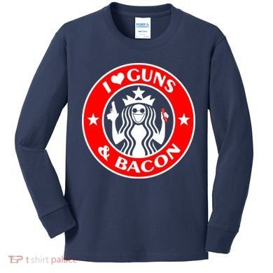 I Love Guns And Bacon Kids Long Sleeve Shirt