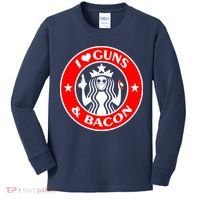 I Love Guns And Bacon Kids Long Sleeve Shirt thumb 0