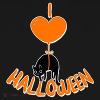 I Love Heart Halloween Cute Black Cat Balloon Hoodie thumb 2