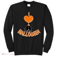 I Love Heart Halloween Cute Black Cat Balloon Sweatshirt thumb 0