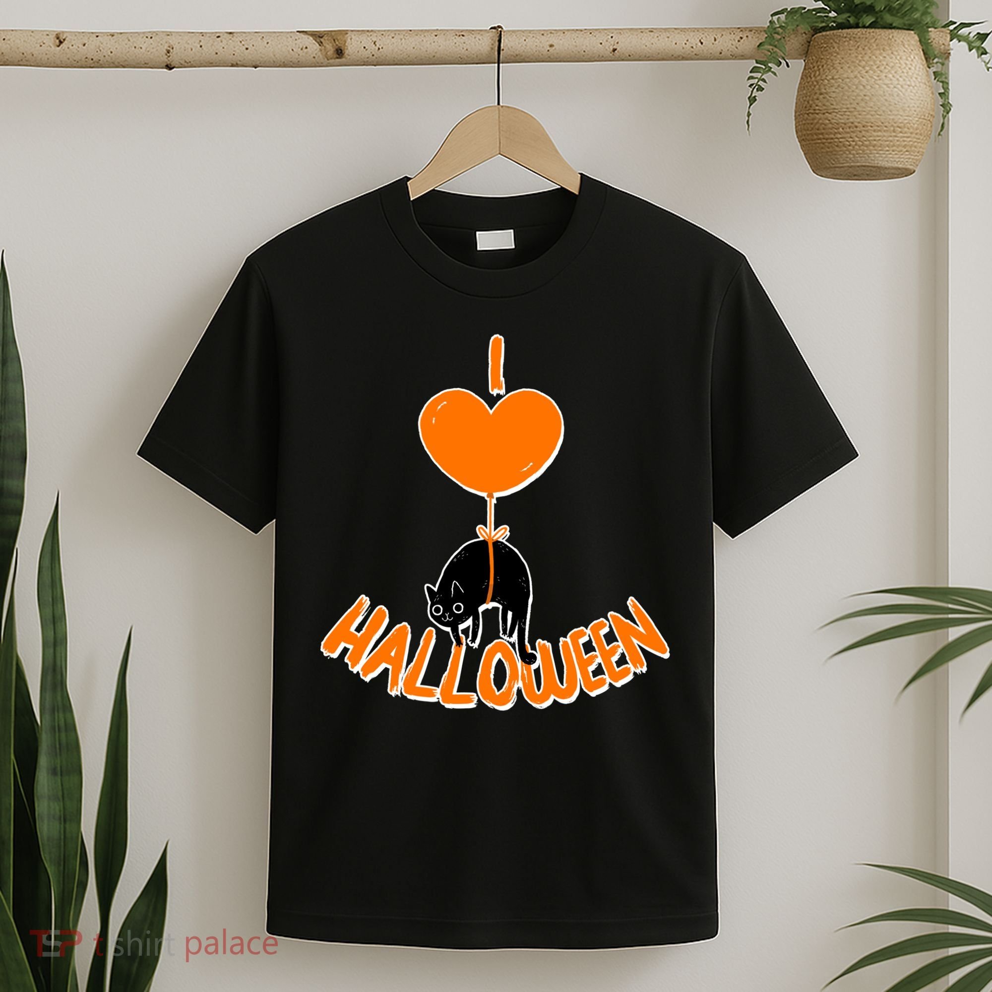 I Love Heart Halloween Cute Black Cat Balloon T-Shirt