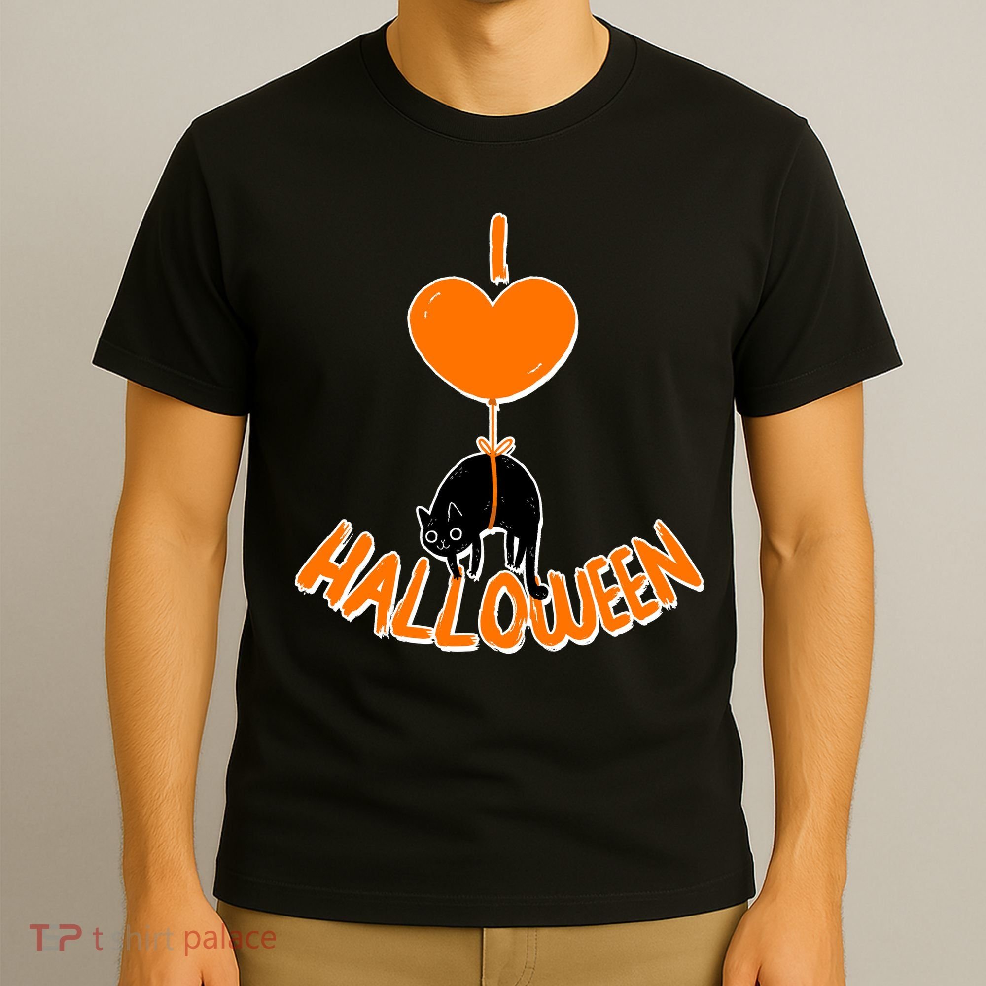 I Love Heart Halloween Cute Black Cat Balloon T-Shirt