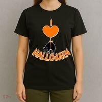 I Love Heart Halloween Cute Black Cat Balloon T-Shirt thumb 4