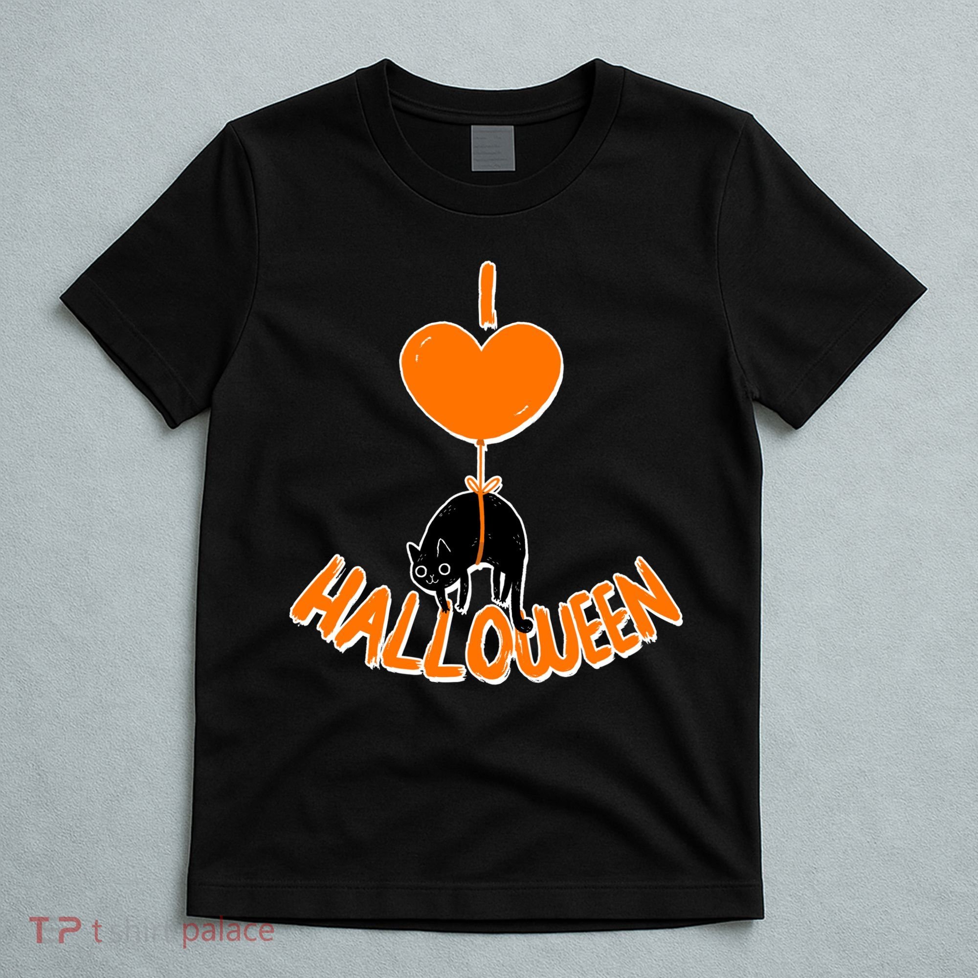 I Love Heart Halloween Cute Black Cat Balloon T-Shirt