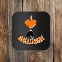 I Love Heart Halloween Cute Black Cat Balloon Coaster thumb 0