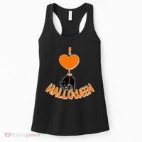 I Love Heart Halloween Cute Black Cat Balloon Women's Tank Top thumb 0