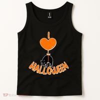 I Love Heart Halloween Cute Black Cat Balloon Tank Top thumb 2