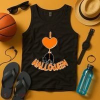 I Love Heart Halloween Cute Black Cat Balloon Tank Top thumb 4