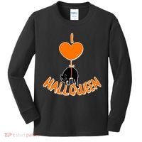 I Love Heart Halloween Cute Black Cat Balloon Kids Long Sleeve Shirt thumb 0