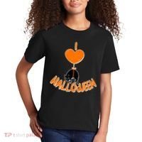 I Love Heart Halloween Cute Black Cat Balloon Kids T-Shirt thumb 2