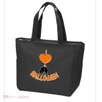 I Love Heart Halloween Cute Black Cat Balloon Tote Bag thumb 3