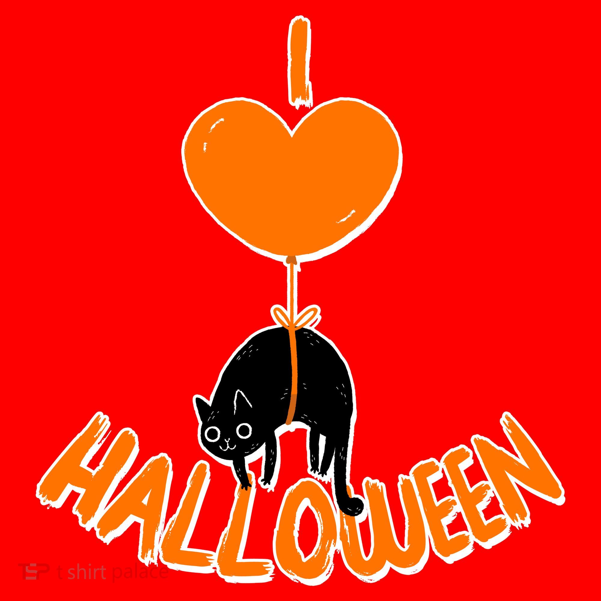 I Love Heart Halloween Cute Black Cat Balloon Santa Hat