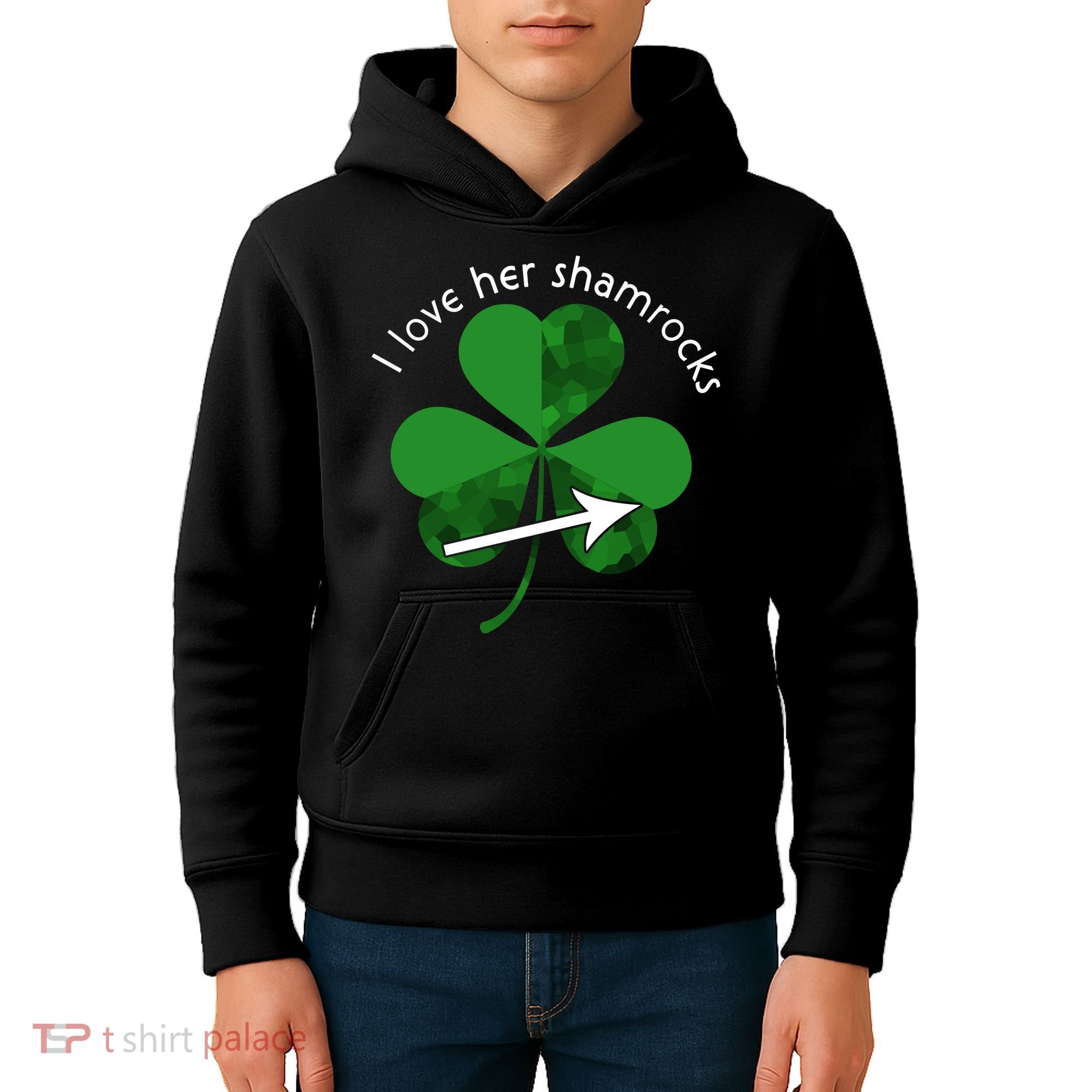 I Love Her Shamrocks Kids Hoodie