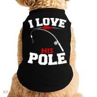 I Love His Pole Funny Fishing Matching Doggie Tank thumb 0