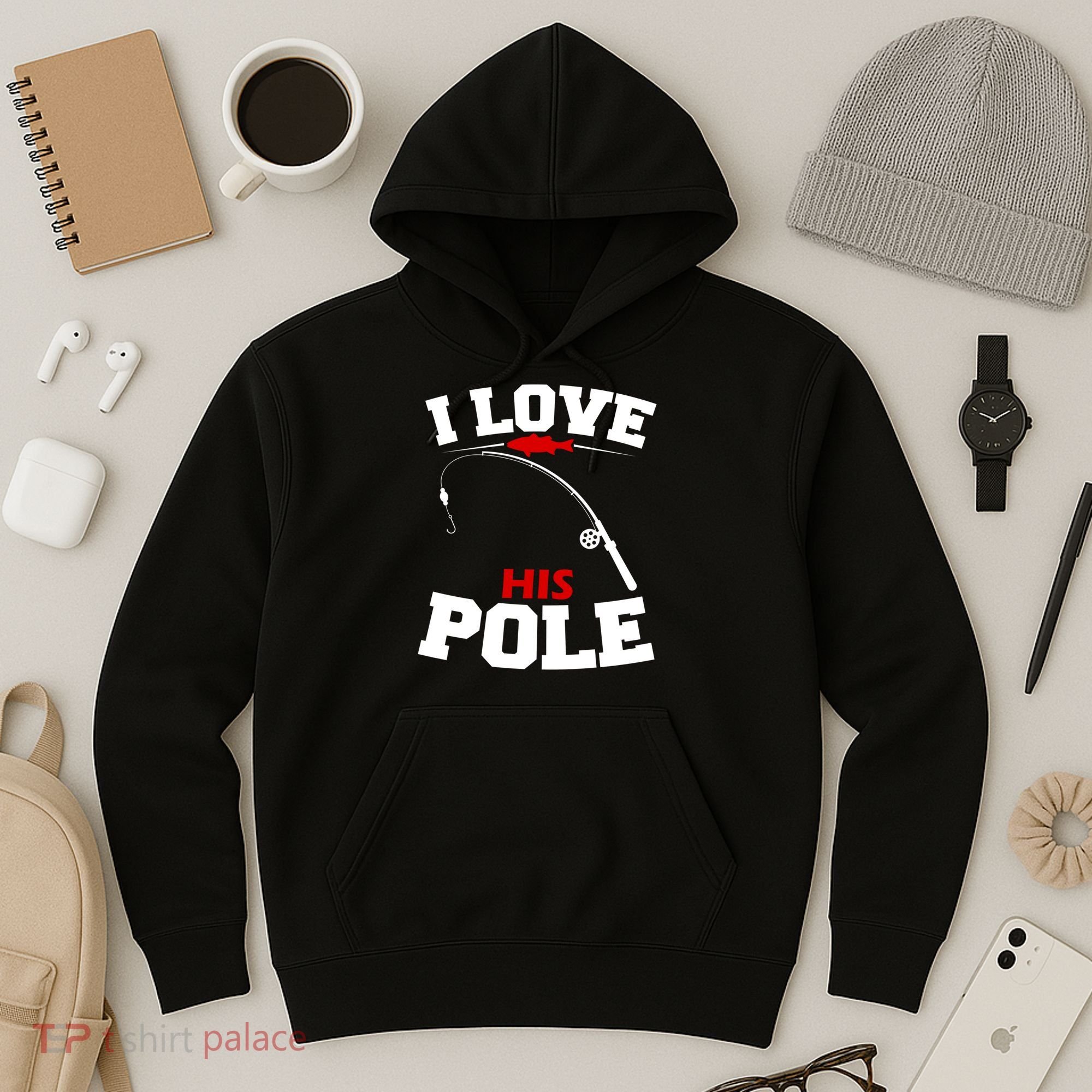 I Love His Pole Funny Fishing Matching Hoodie