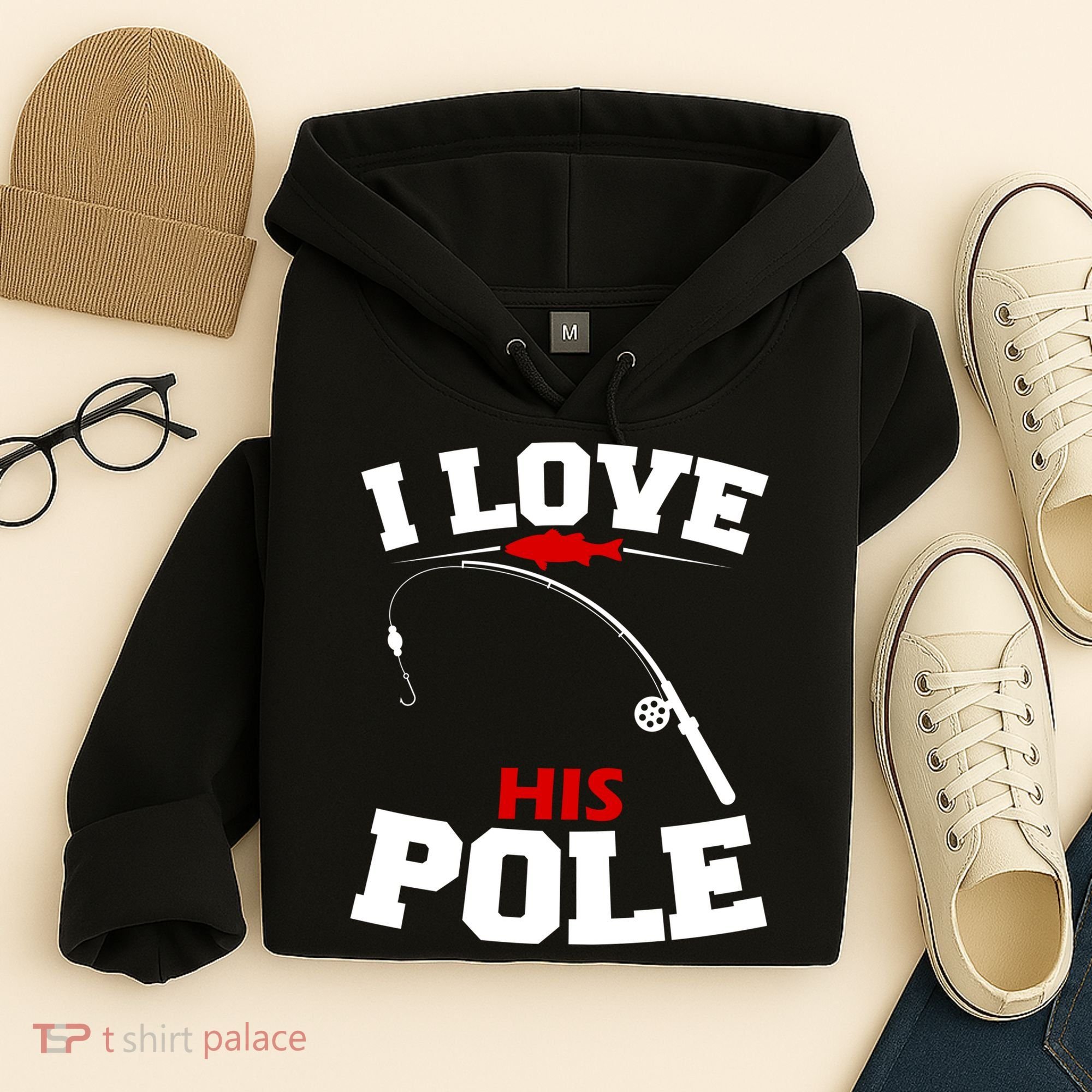 I Love His Pole Funny Fishing Matching Hoodie