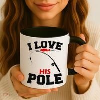 I Love His Pole Funny Fishing Matching Coffee Mug thumb 3