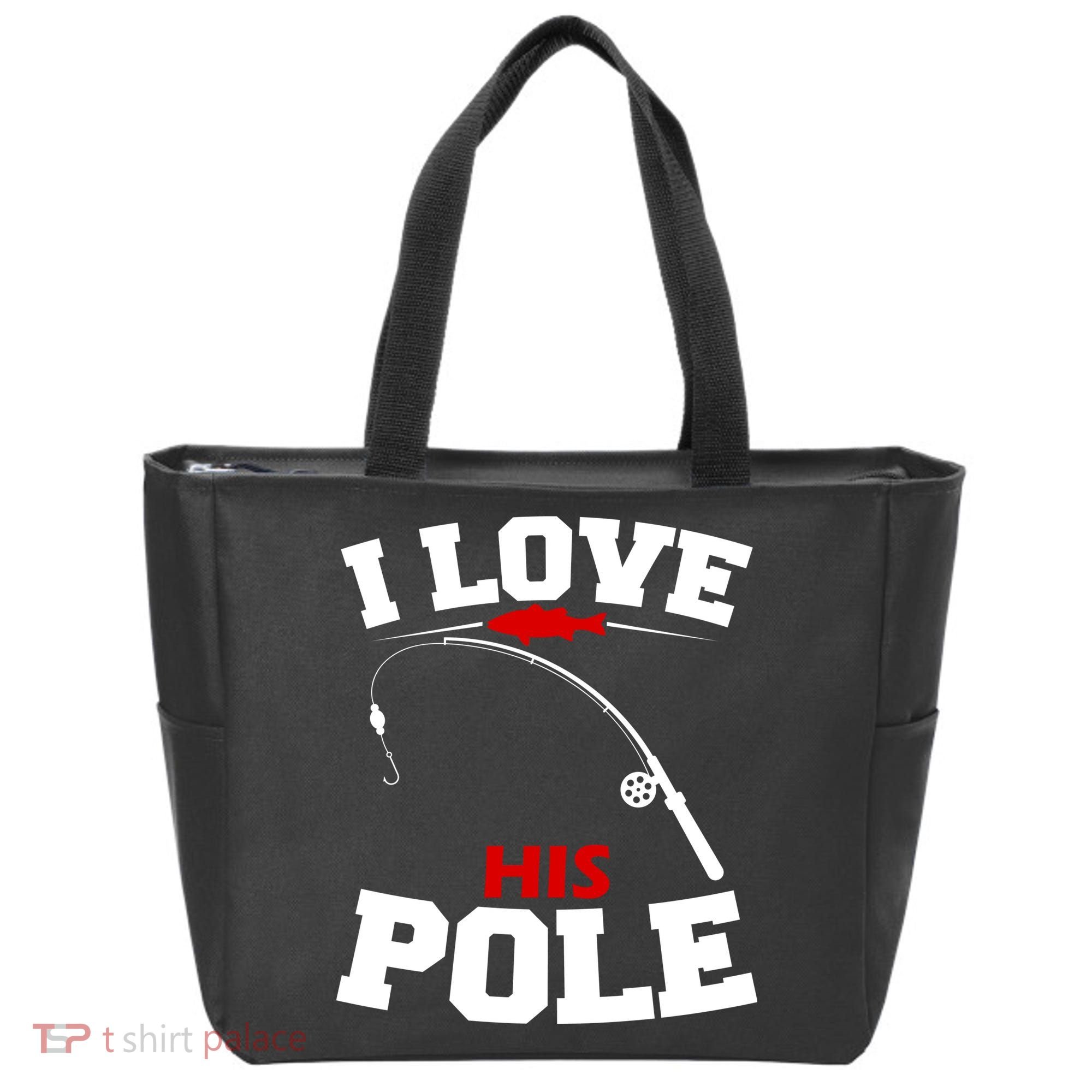 I Love His Pole Funny Fishing Matching Tote Bag