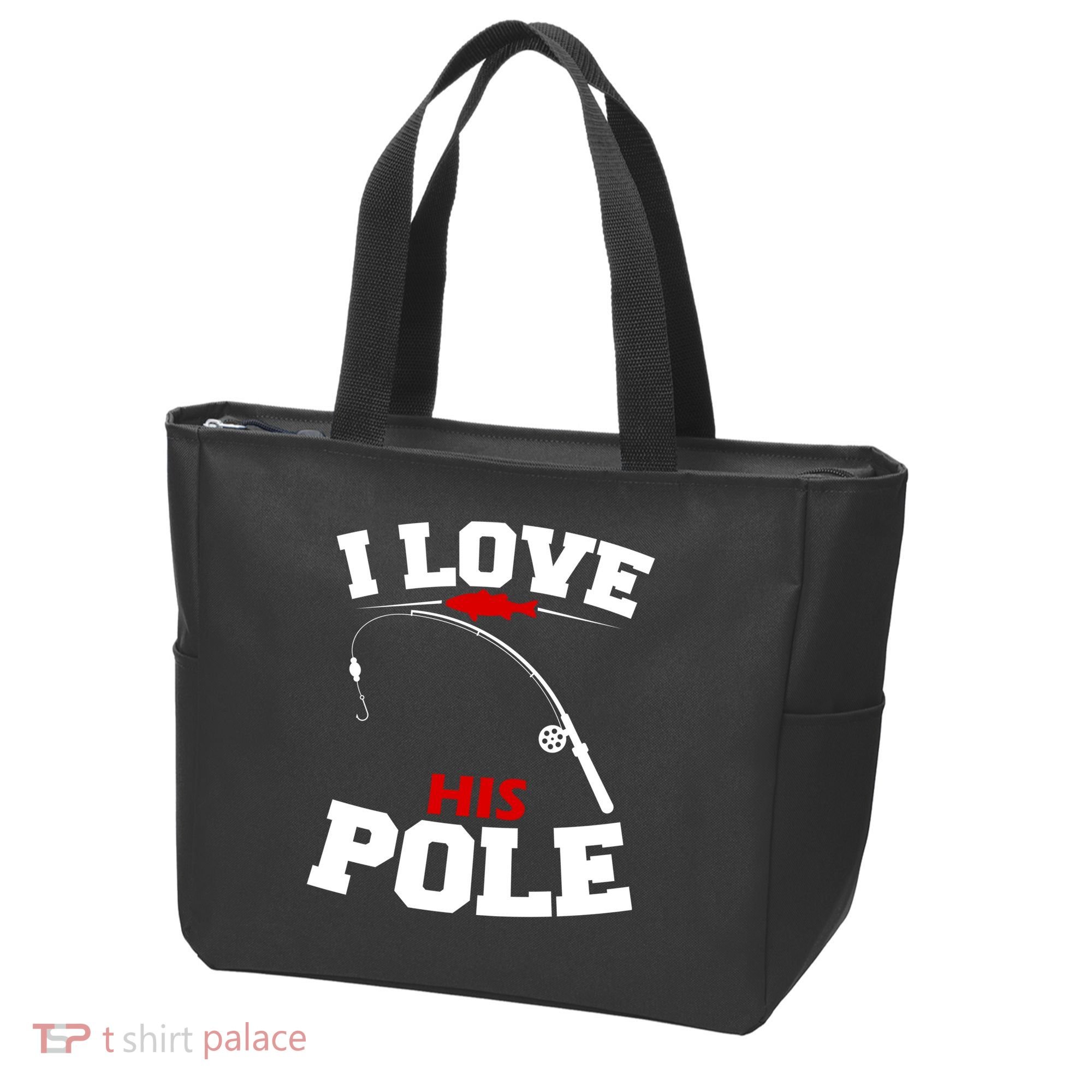 I Love His Pole Funny Fishing Matching Tote Bag