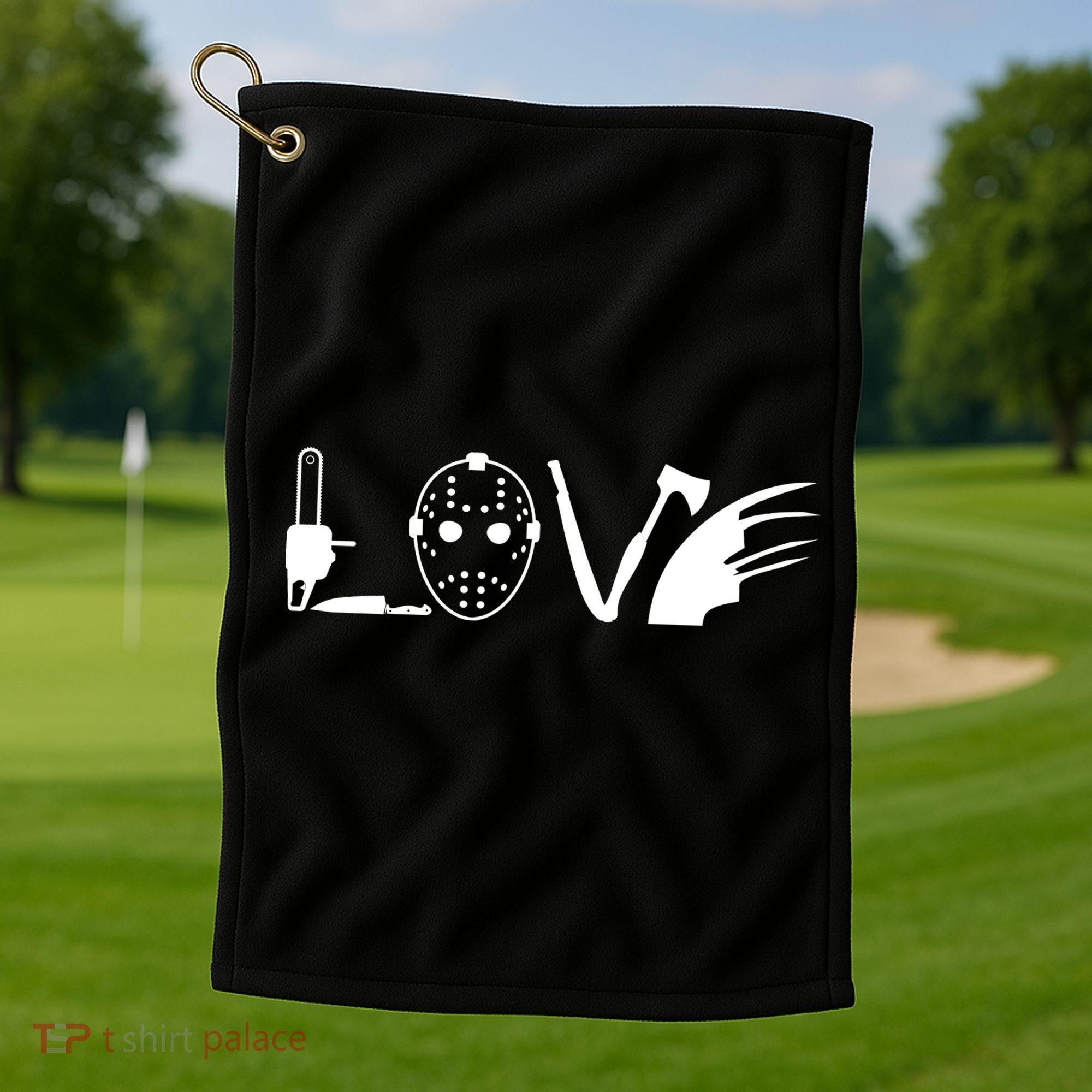 I Love Horror Movies Scary Golf Towel