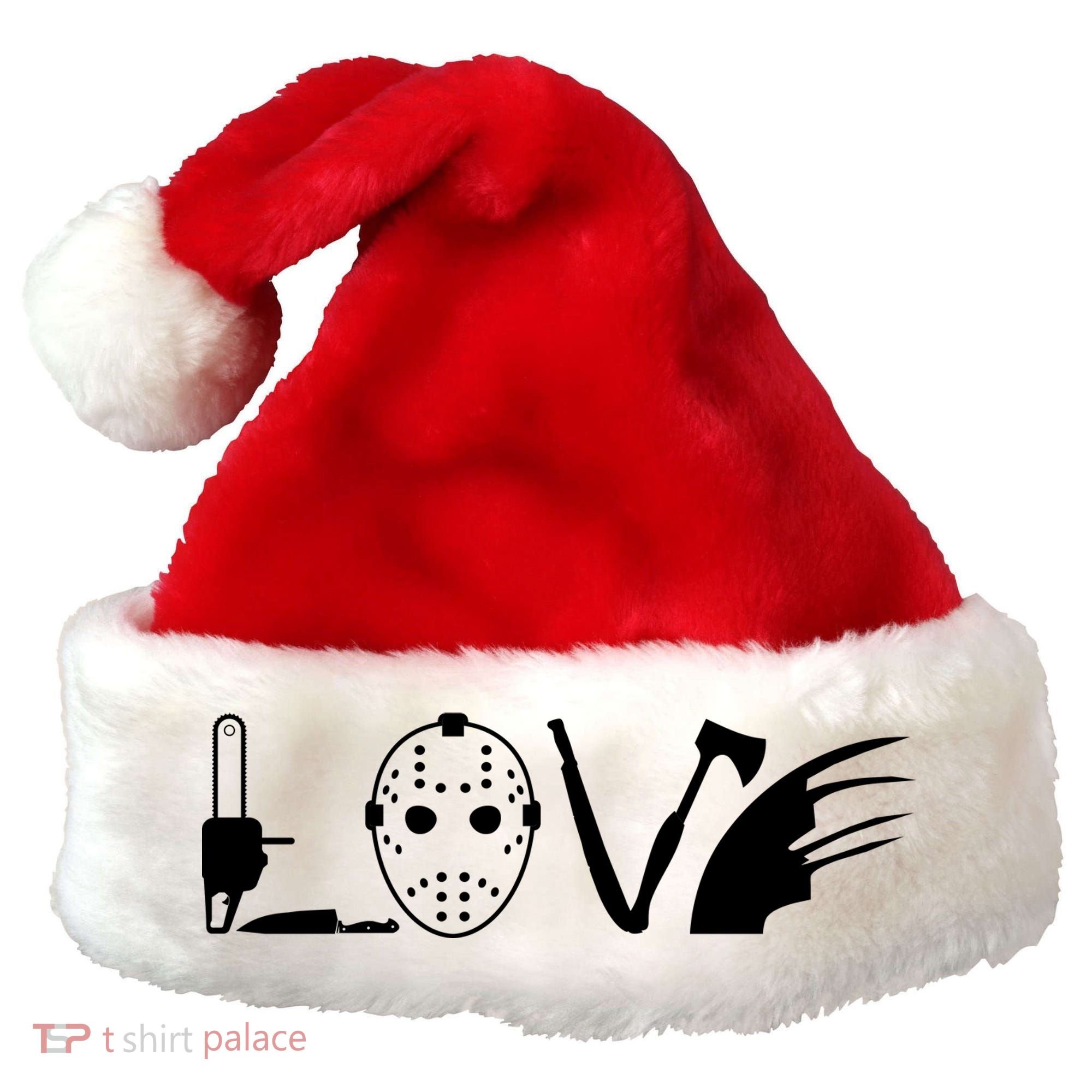 I Love Horror Movies Scary Santa Hat