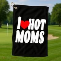 I Love Hot Moms Heart Hot Mothers Golf Towel thumb 1