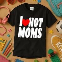 I Love Hot Moms Heart Hot Mothers Kids T-Shirt thumb 3