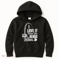 I Love It When She Bends Over Fishing Joke Kids Hoodie thumb 0
