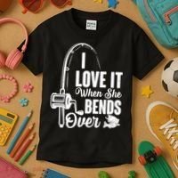 I Love It When She Bends Over Fishing Joke Kids T-Shirt thumb 3