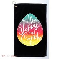 I Love Jesus And Candy Golf Towel thumb 0