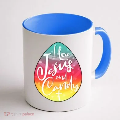 I Love Jesus And Candy Coffee Mug back
