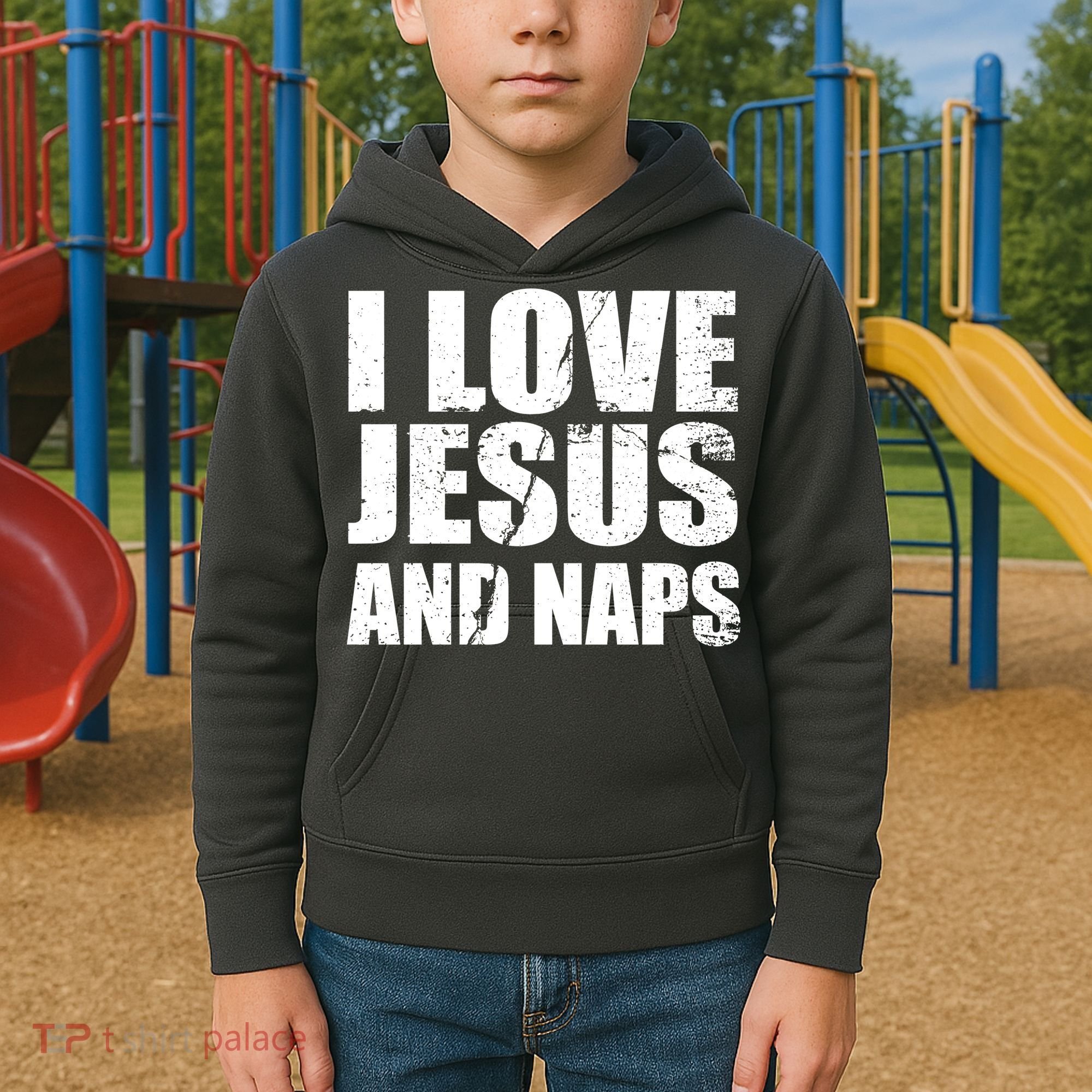 I Love Jesus And Naps Kids Hoodie
