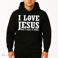 I Love Jesus But I Cuss A Little Hoodie thumb 2