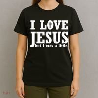 I Love Jesus But I Cuss A Little T-Shirt thumb 4